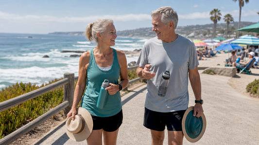 Group of older adults walking in a park