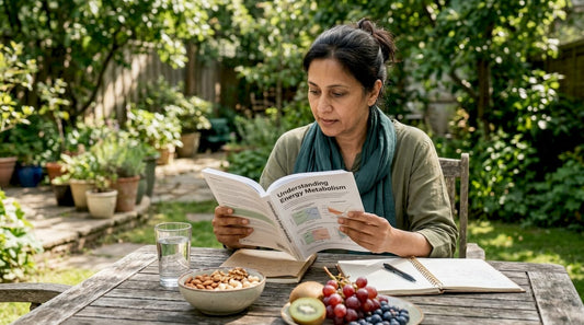 Woman studying energy support nutrition