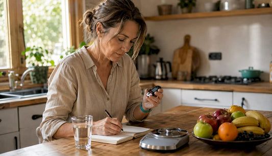 Woman tracking metabolic health at home