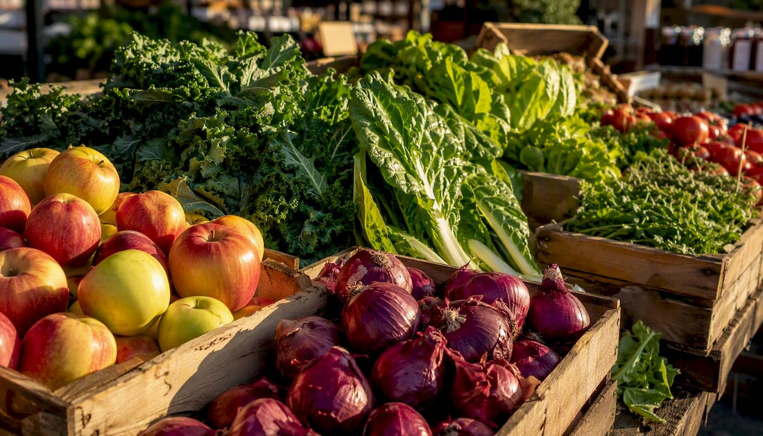 Close-up natural foods rich in quercetin