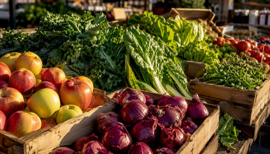 Close-up natural foods rich in quercetin