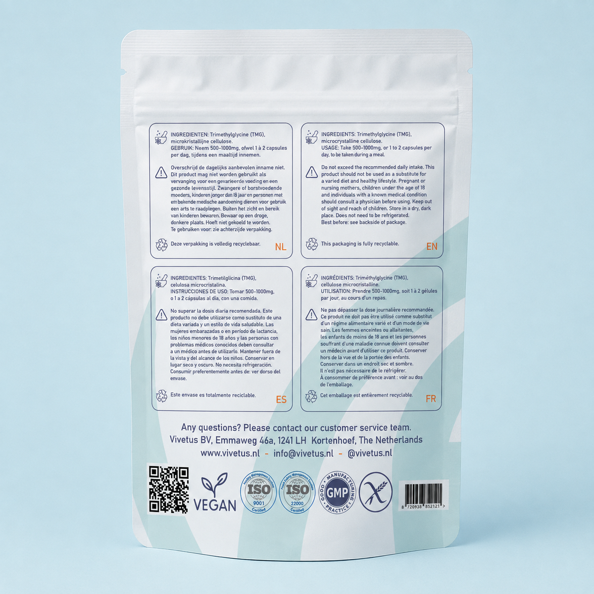 Vivetus® Trimetilglicina (TMG) - 60 cápsulas - 500mg